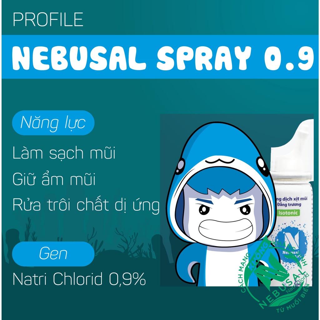 Xịt Mũi Nebusal 0.9% (50ml) vệ sinh mũi hàng ngày, phòng ngừa nghẹt mũi, sổ mũi