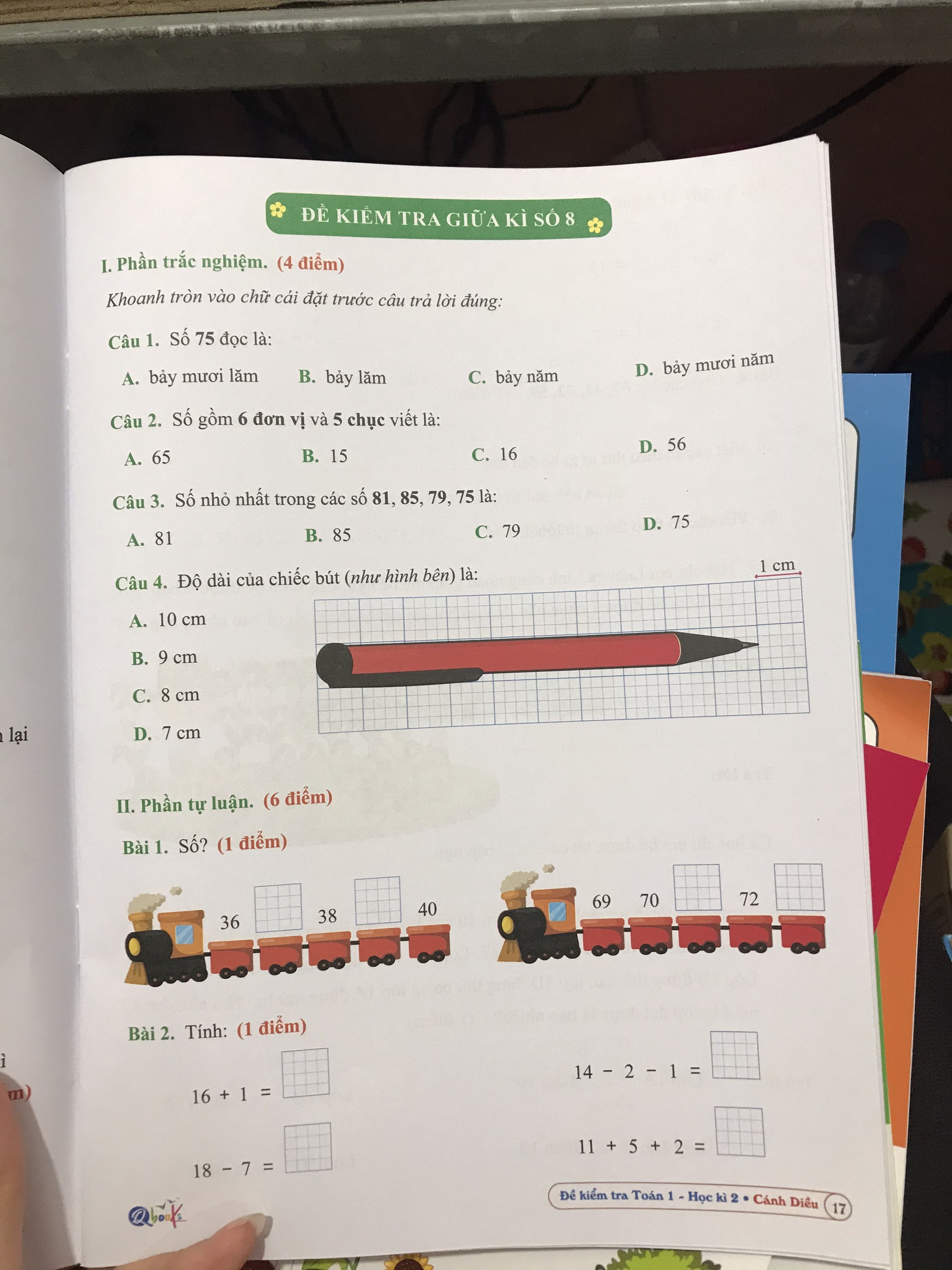 Đề kiểm tra Toán 1 học kì 2