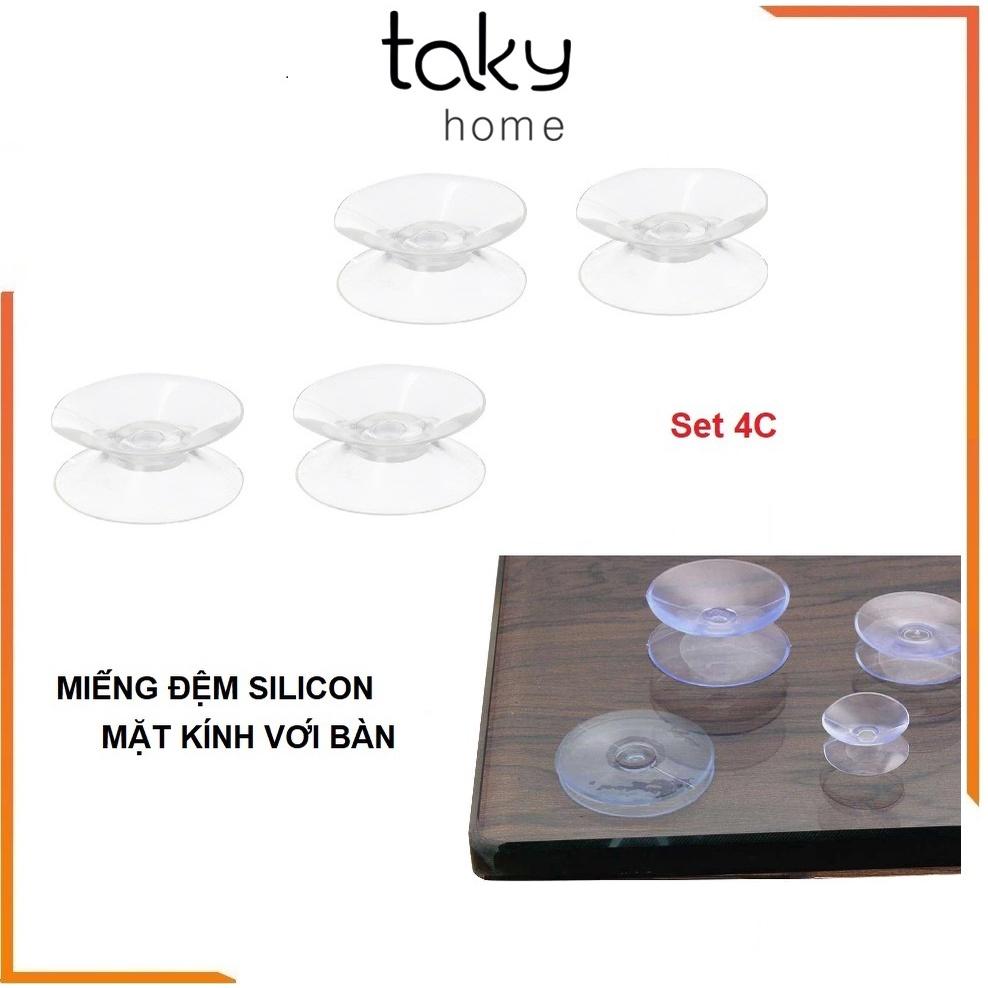 4 Đệm Hít Silicon Giữa Kính Và Mặt Bàn, Miếng Đệm Kê Kính Mặt Bàn, Chống Xê Dịch Và Trơn Trượt Mặt Kính - TakyHome 5507