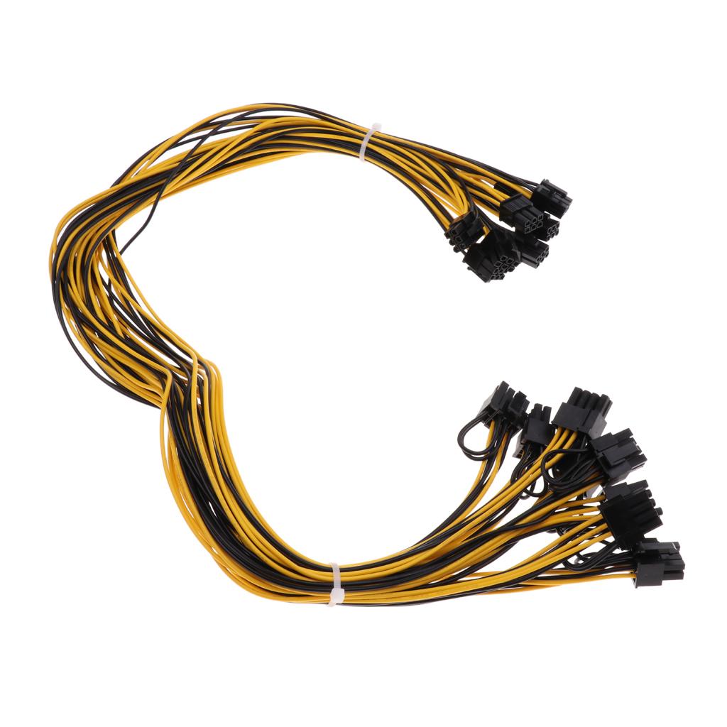 2x8Pcs PCI-E 6pin to 6+2Pin Power Splitter Cable Graphics Video Card Cord