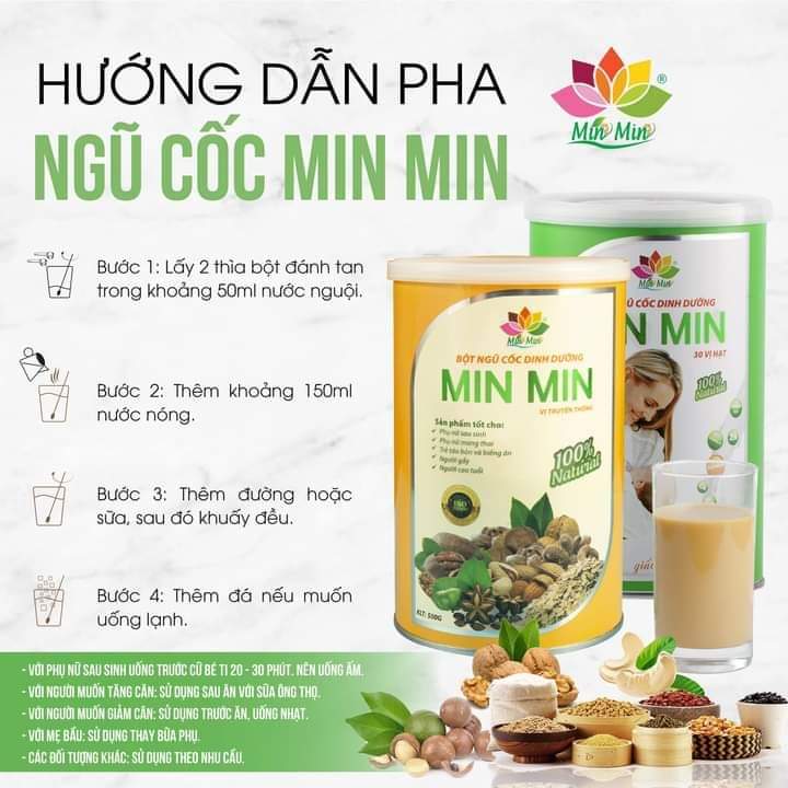 Ngũ Cốc Dinh Dưỡng Min Min 29 Hạt Vị Truyền Thống _ Ngũ Cốc Bầu (1 hộp 500gr)