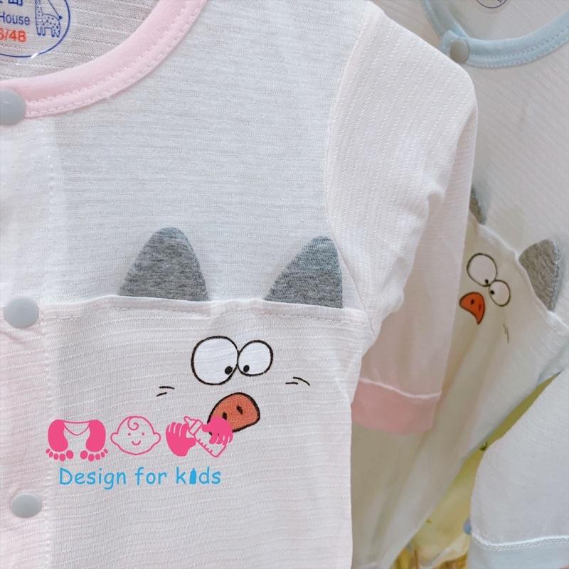 (Link 1) Bodysuit cho bé, body dài tay không tất chân (mặc nằm điều hòa), vải cotton mềm mát cho bé trai và bé gái