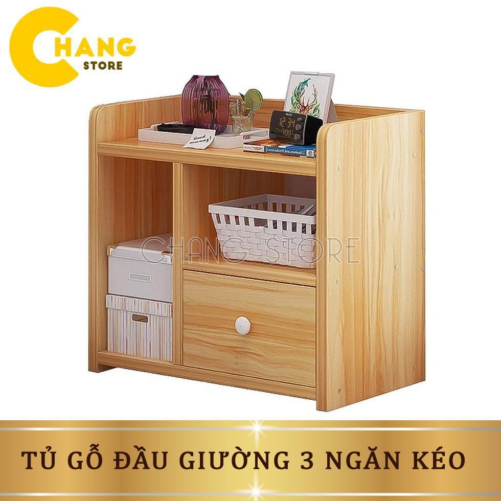 Tủ gỗ đầu giường 3 ngăn kéo - gỗ ép nhập khẩu loại tốt, phủ nhựa menamin