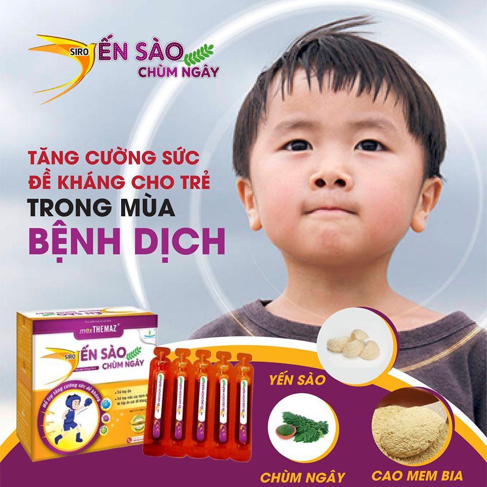 Siro Yến Sào Chùm Ngây giúp trẻ tăng sức đề kháng, giảm ốm, giảm ho, phòng tiêu chảy