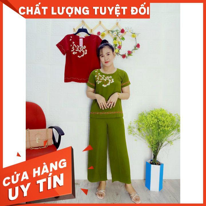 Bộ Trung Niên 9 Tấc Thêu Hoa Cao Cấp