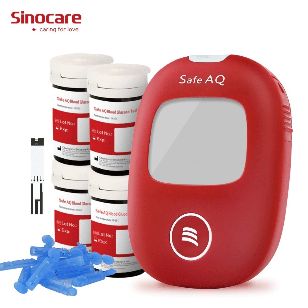 Bộ máy đo đường huyết Sinocare Safe AQ tặng 1 hộp 50 que thử đường huyết và hộp 50 kim chích máu