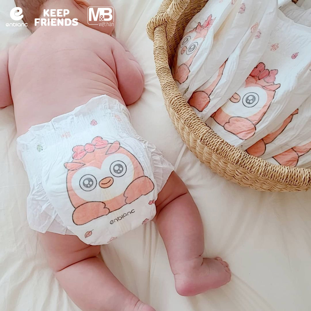 Combo 2 Bịch Tã Dán Hàn Quốc ENBLANC KEEP FRIENDS Cho Bé Size S 40 Miếng (3-8kg) Mỏng Nhẹ, Chống Tràn, Thấm Hút Nhanh