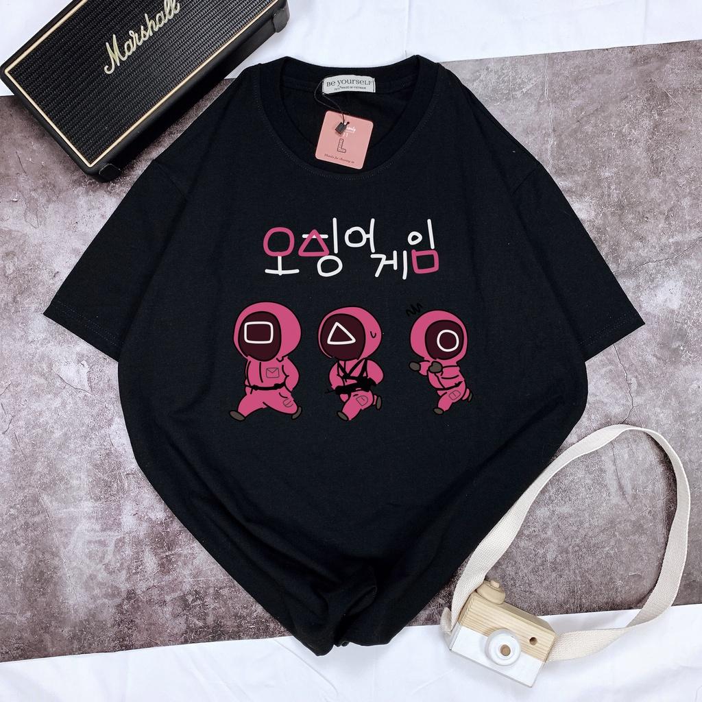 Áo thun SQUID GAME tay ngắn Be Yourself unisex size M L XL - CHIBI CHỮ HÀN TRÒ CHƠI CON MỰC