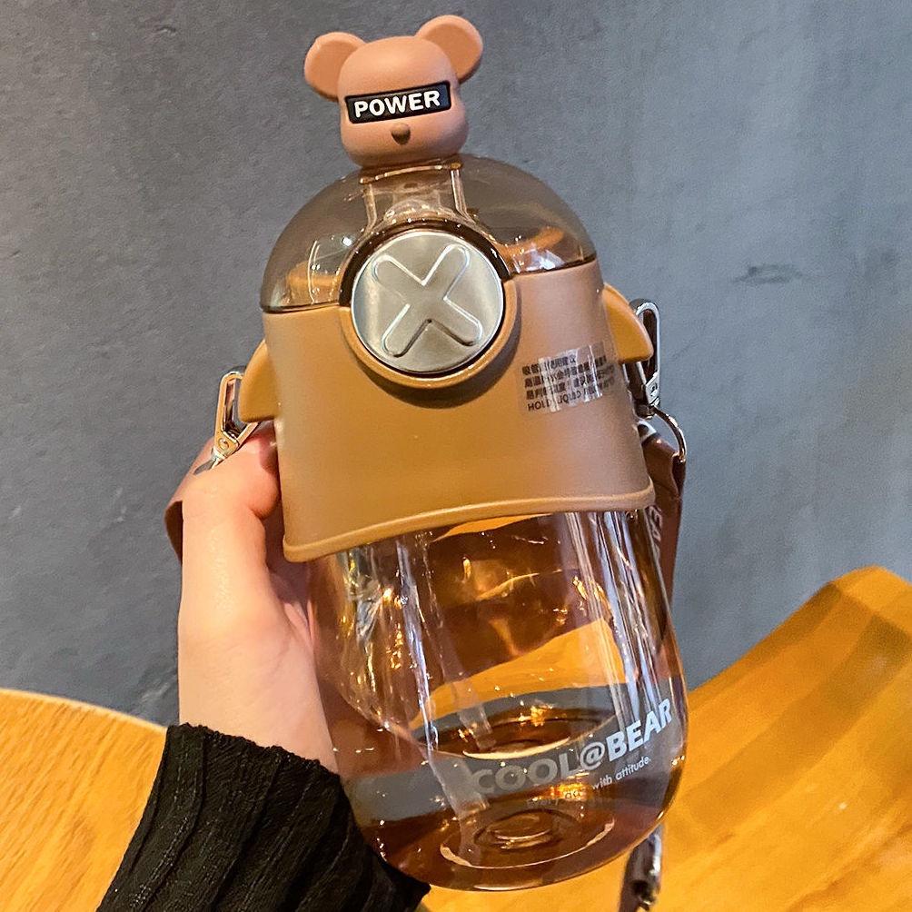 Cốc nước mùa hè cô gái mới có giá trị cao cốc học sinh dễ thương với chai nước cầm tay bằng nhựa có ống hút tặng stiker