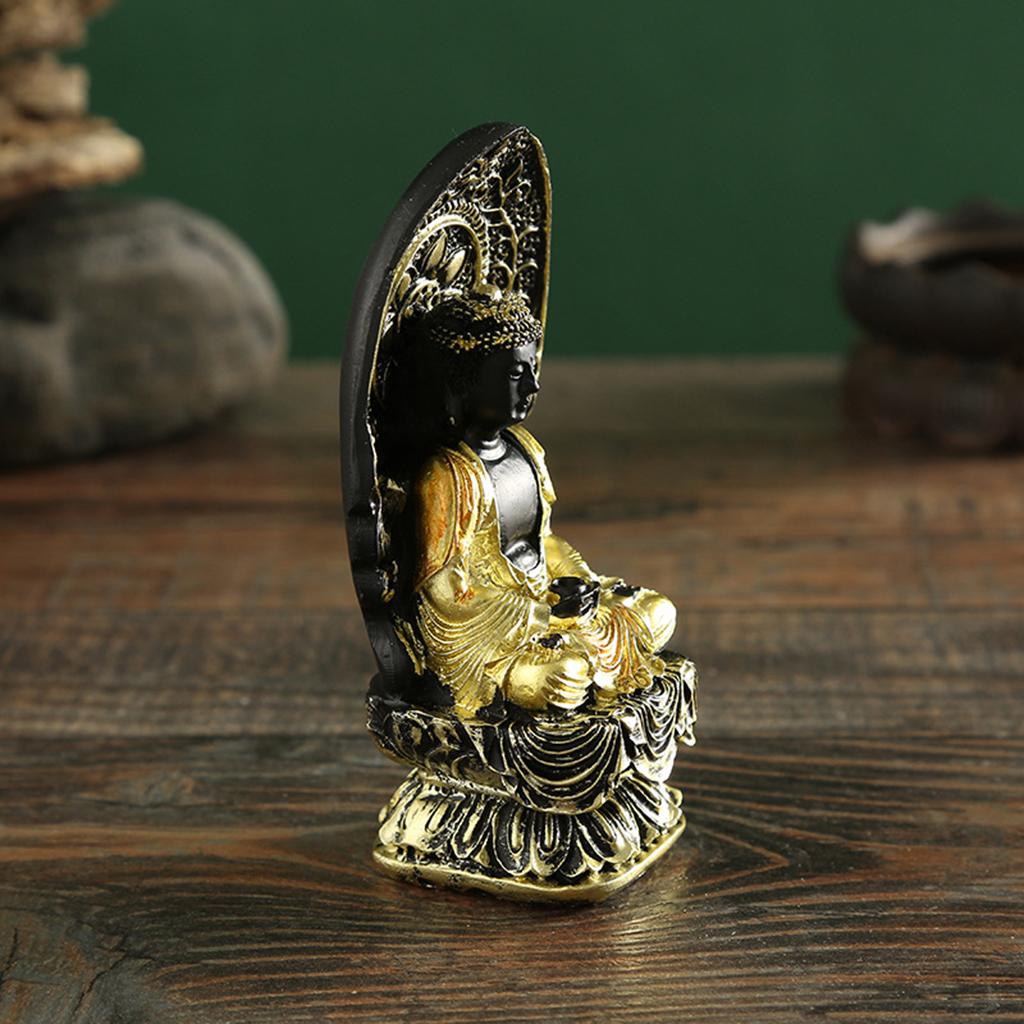Meditating Buddha Statue, Guan Yin Buddha Decorative Figurine for Home Office Tabletop Desktop Spiritual Living Room Decoration, Yoga Zen Decor