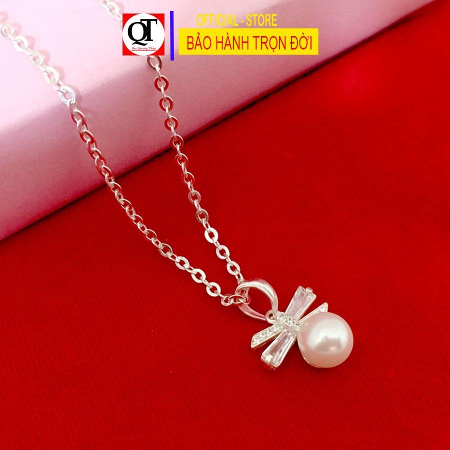 Dây chuyền nữ bạc 925 mặt dây gắn ngọc size 6ly cao cấp phong cách thời trang trang sức Bạc Quang Thản - QTBTS16