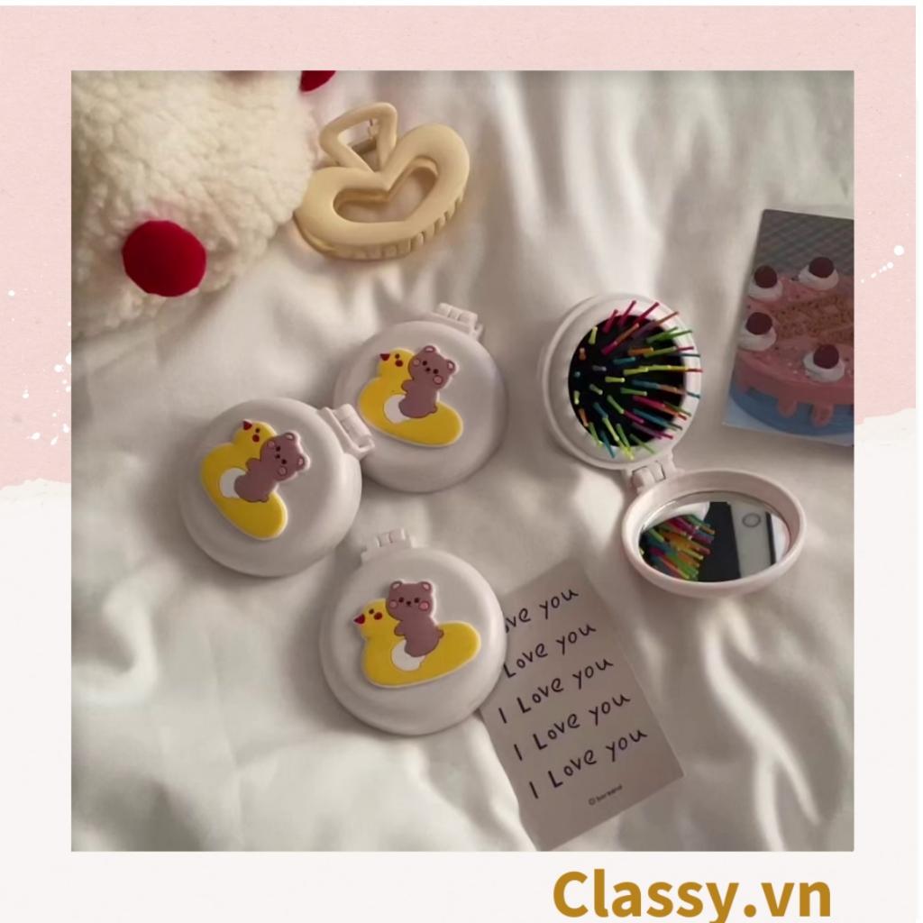 Lược mini Classy Có Thể Gấp Gọn Tích Hợp Gương Họa Tiết Hoạt Hình Đáng Yêu Độc Đáo PK923