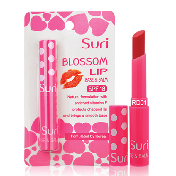 Son dưỡng ẩm bảo vệ môi chiết xuất trái bơ mỡ Suri Blossom Lip Hàn Quốc 1.8g RD01. Đỏ tặng kèm móc khoá