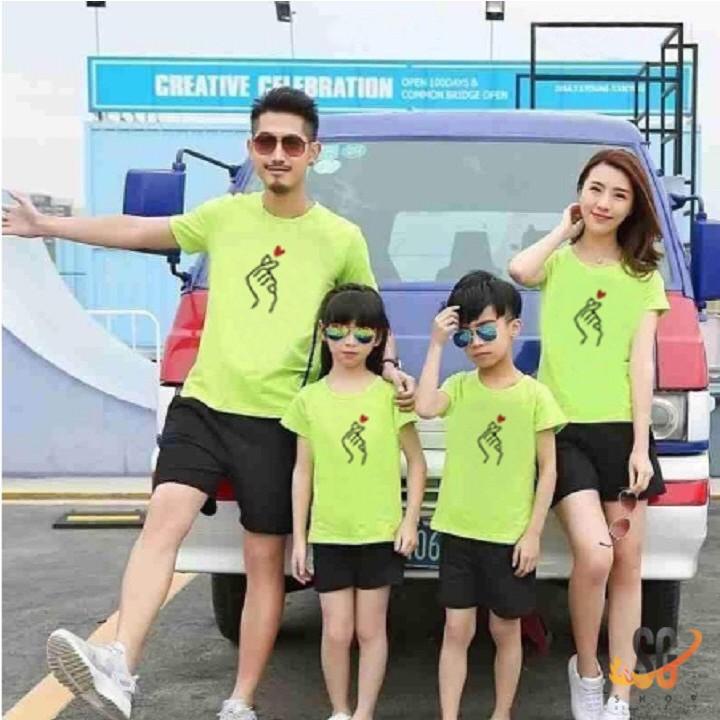 Áo gia đình bắn tim - có size lớn - màu thiên thanh