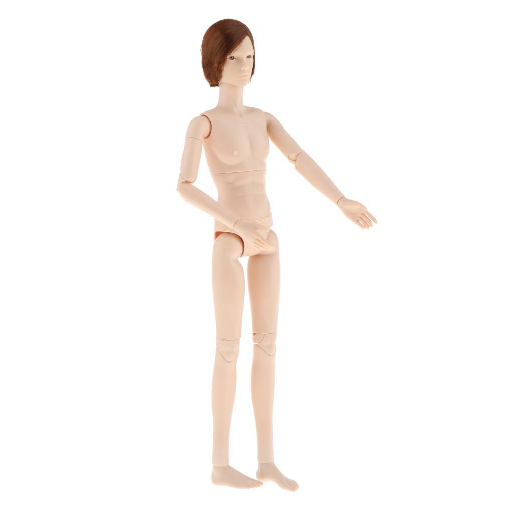BJD Boy Doll Unpainted Body with Gold Hair 3D Eyes White Skin