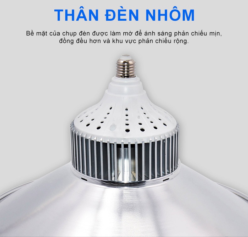 Đèn Led pha xưởng đui xoáy ánh sáng trắng chụp đèn tròn cao cấp