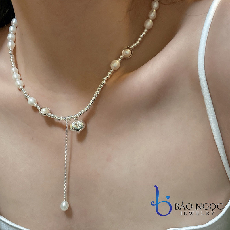 Dây Chuyền Bạc Mix Ngọc Trai Jolie, Vòng Cổ Ngọc Trai Chữ Y Sành Điệu - DB2814 - Bảo Ngọc Jewelry