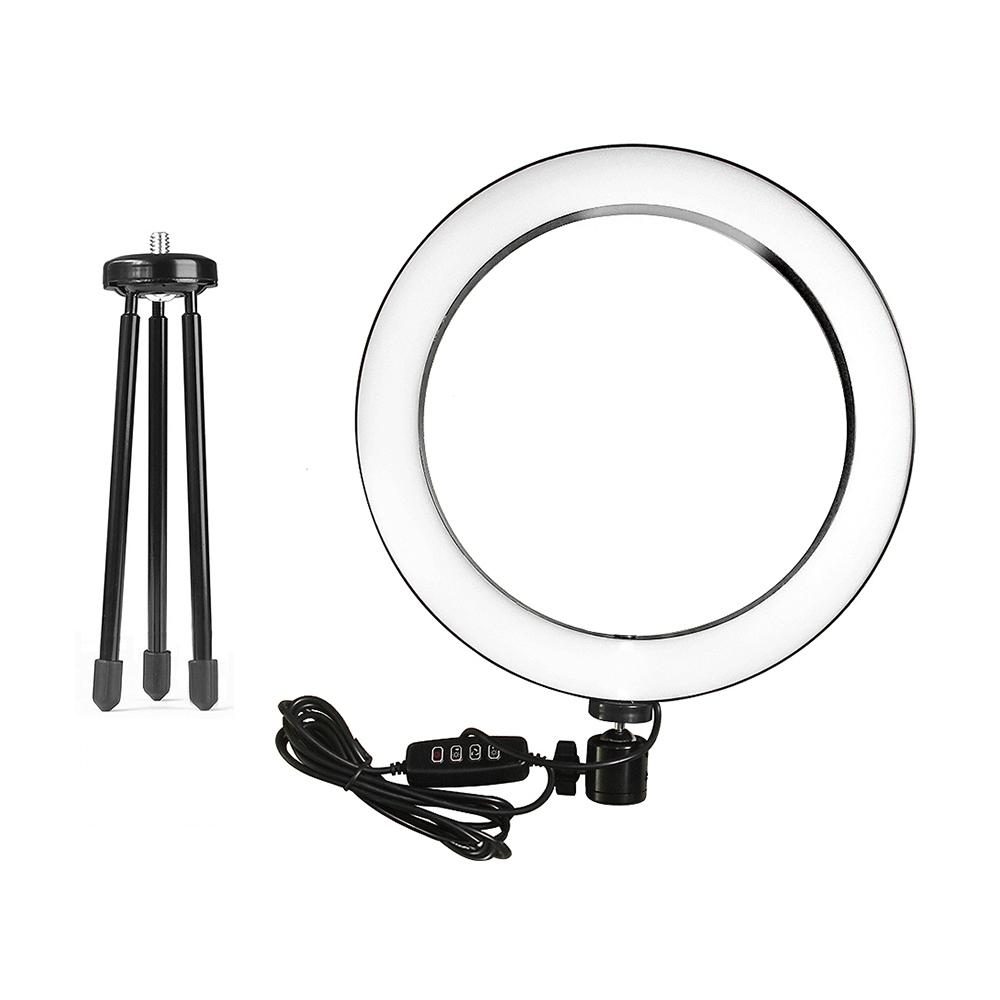 Đèn LED vòng bảng 6 inch 3200-5600K 3 màu 10 mức độ sáng Có thể điều chỉnh với giá ba chân để trang điểm phát trực tiếp