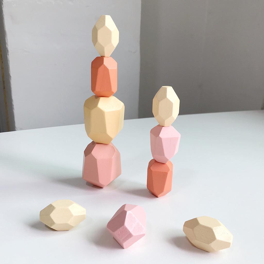 Wooden Building Blocks Stacking Construction Kids Toys 10pcs Colored