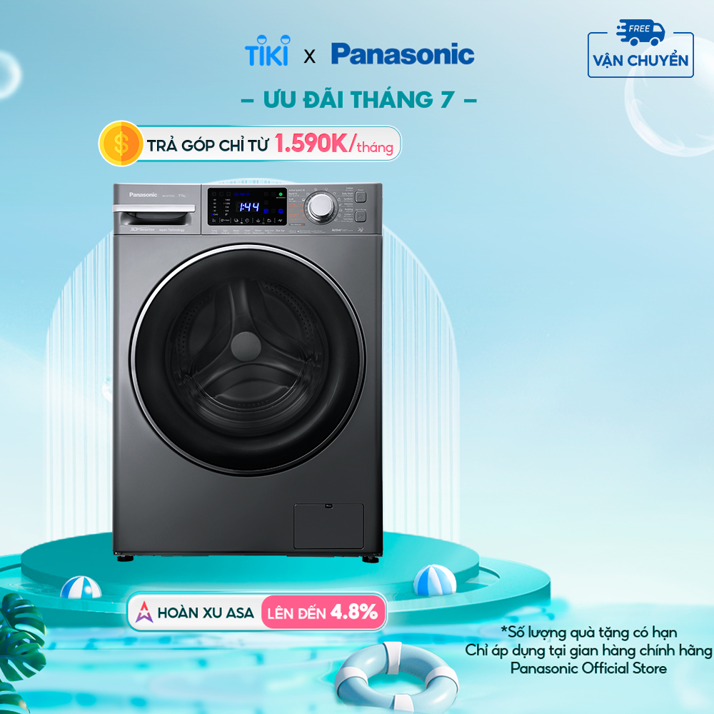 [Lắp đặt trong vòng 24h] Máy Giặt Cửa Trước Panasonic 10 Kg NA-S106FX1LV - Diệt Vi Khuẩn 99.9% - Hàng chính hãng