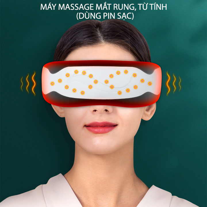 Máy massage mắt, rung 22 đầu từ tính, dùng pin sạc, nhiều chế độ rung