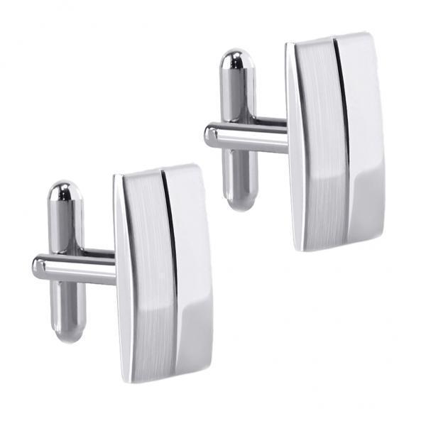 2-6pack Rectangle Brass Brushed Silver Cufflink Mens Formal Business Wedding