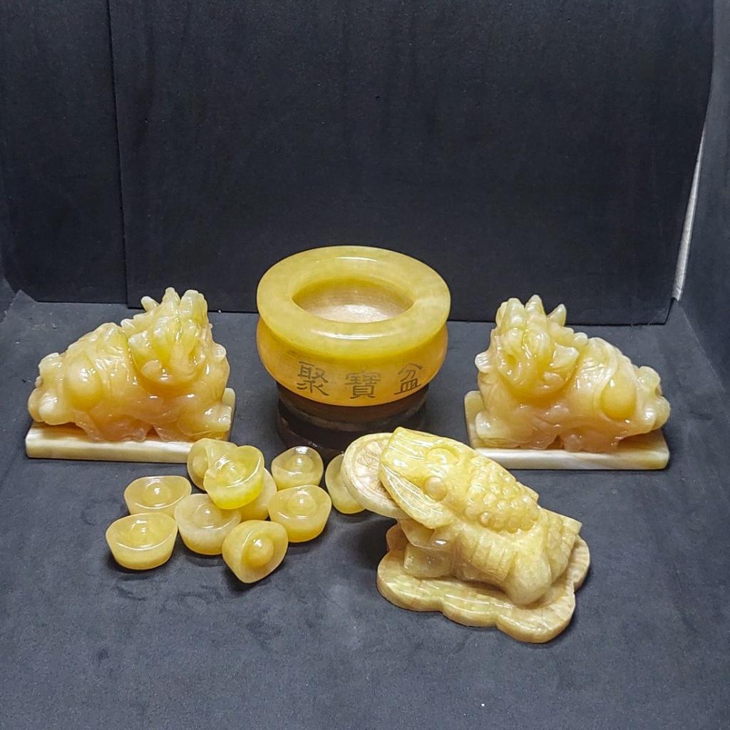Bát Tụ Bảo + Thiềm Thừ Phong Thủy + Tỳ Hưu Phong Thủy - Đá Hoàng Long, Đá Serpentine, Đá Trắng Non Nước