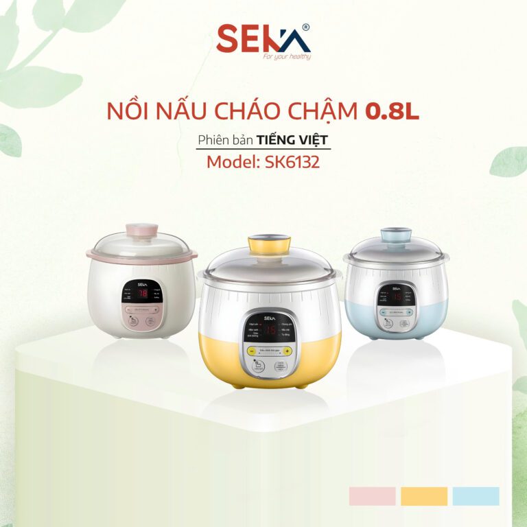 Nồi Cháo Chậm Điện Tử SEKA 0,8L SK6132 - Màu Ngẫu Nhiên - Hàng Chính Hãng