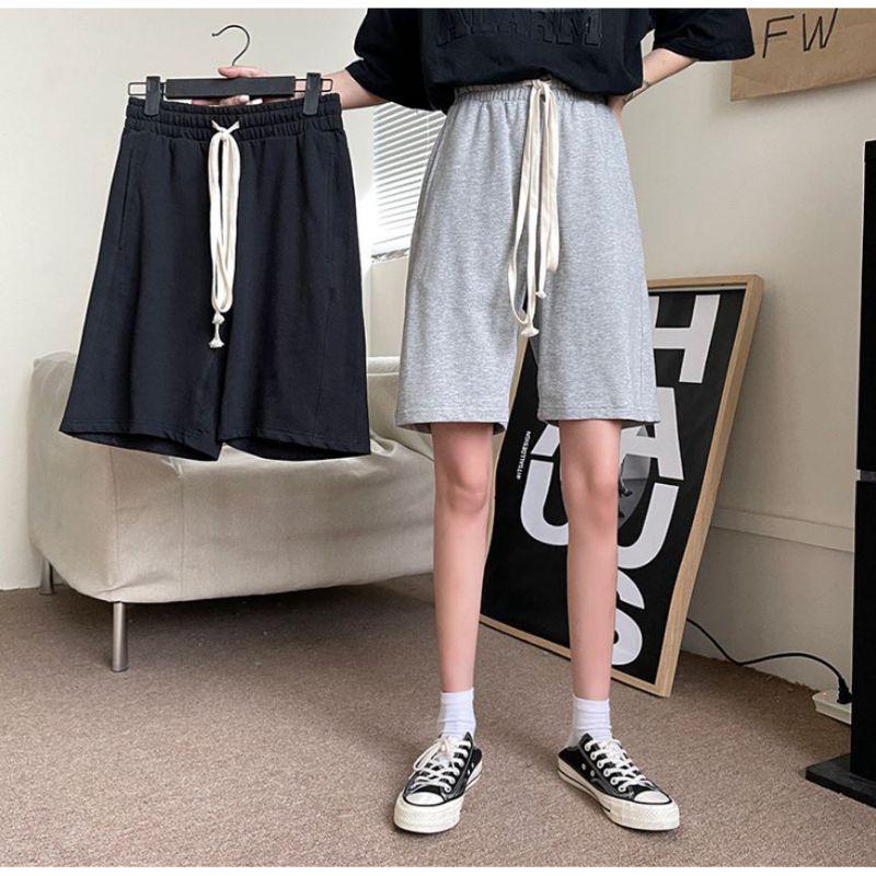 Quần short unisex nam nữ dáng lưng trơn chất thun cào cao cấp có túi