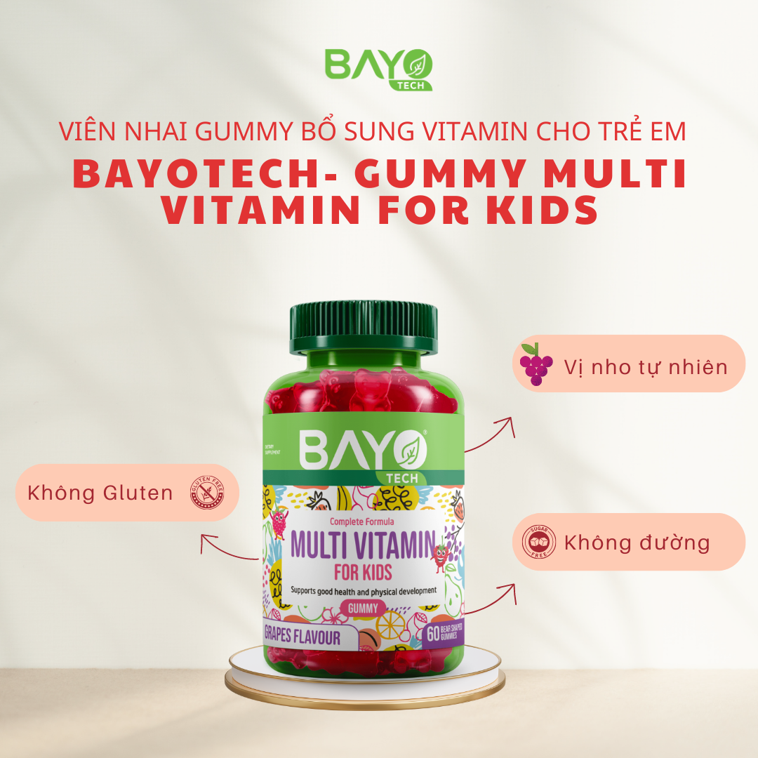 Viên nhai gummy bổ sung vitamin cho trẻ em Bayotech - Gummy Multi Vitamin For Kids