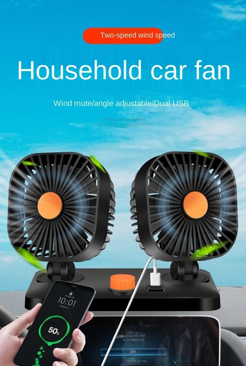 Quạt Làm Mát Tích Hợp Quạt Xoay 360 Độ 12v / 24v Cho Xe Hơi