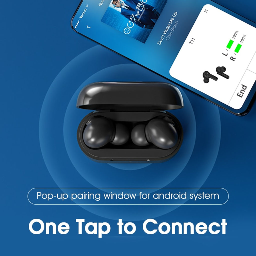 Tai nghe Bluetooth TWS True Wireless QCY T11 5.0 - 4 micro siêu đàm thoại chống nước mồ hôi IPX5 - Tai nghe Bluetooth kiểu dáng hiện đại, thời thượng -4478- hàng nhập khẩu