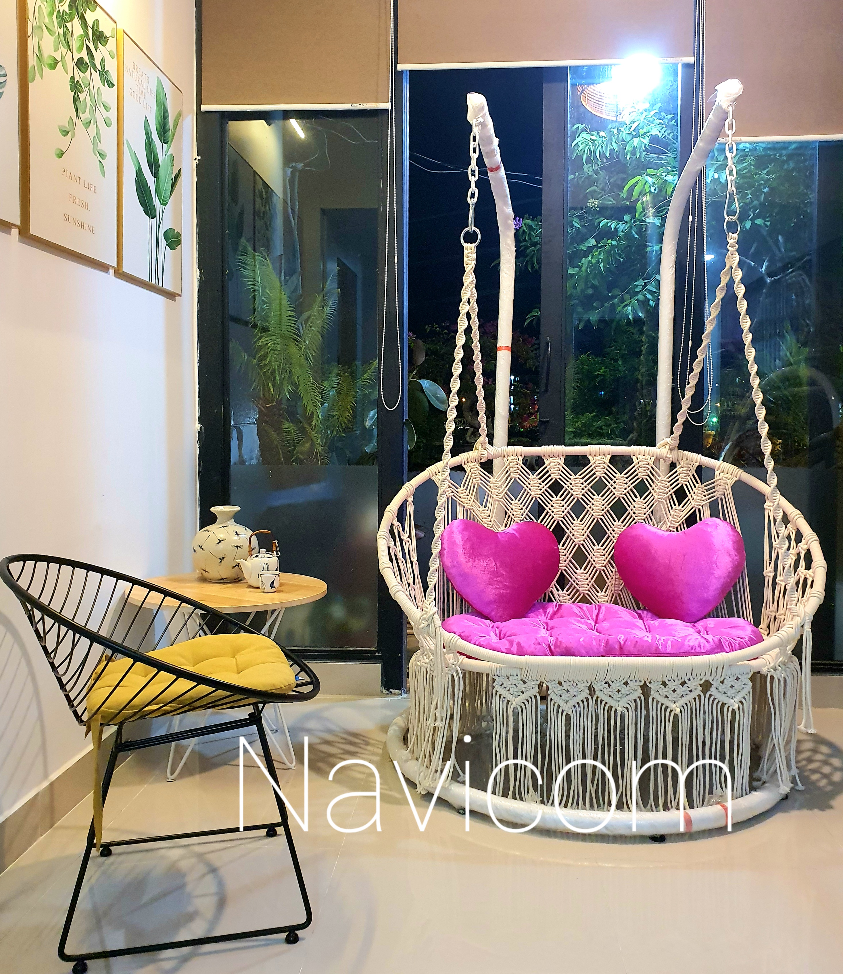 Xích đu đôi home decore sợi cotton