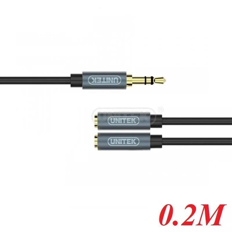 Cáp Loa Audio 3.5mm 1 ra 2 UNITEK (Y-C 956ABK) - HÀNG CHÍNH HÃNG