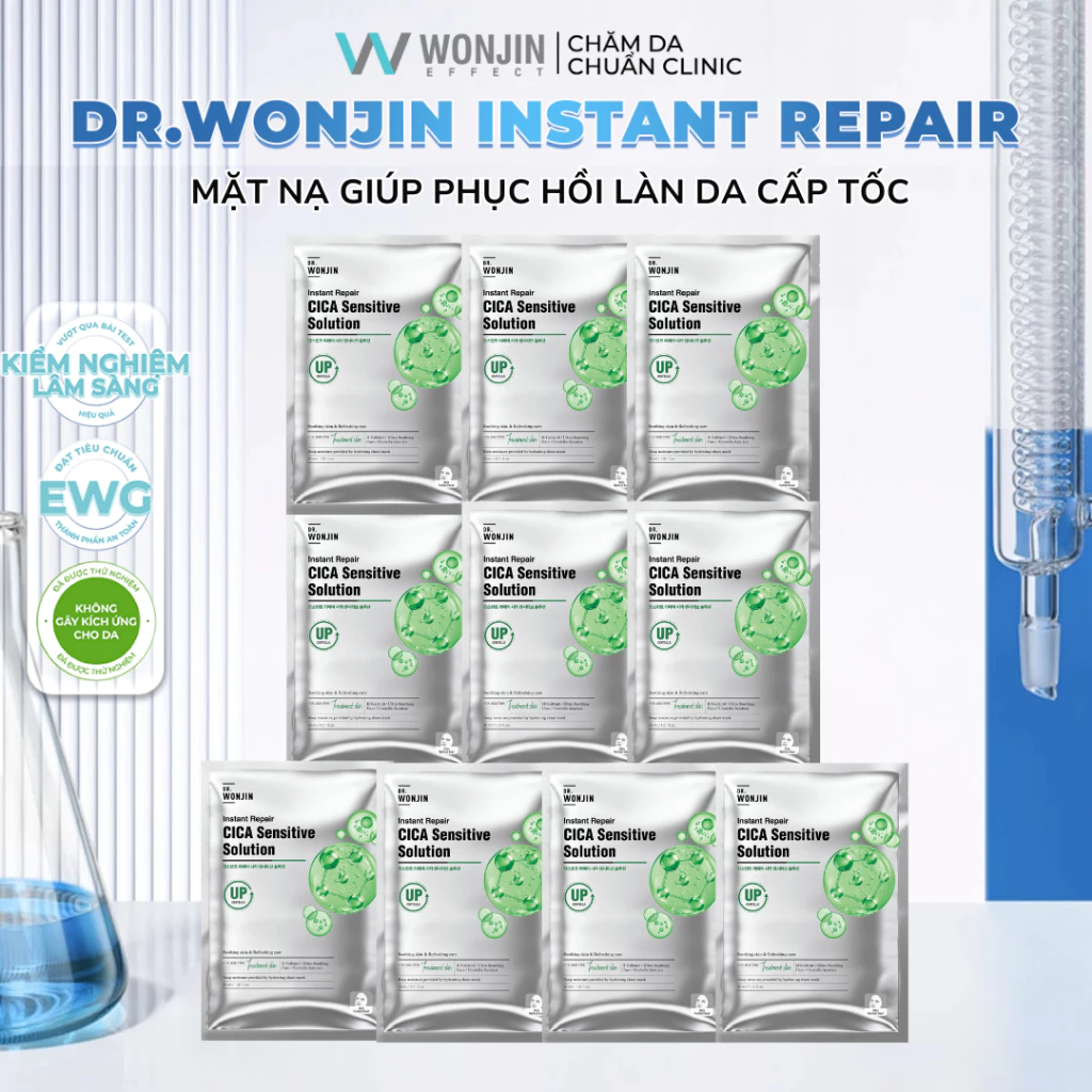 Combo 10 Mặt Nạ Phục Hồi Cấp Tốc DR WonJin Instant Cica Sensitive Solution Mask 30g x10