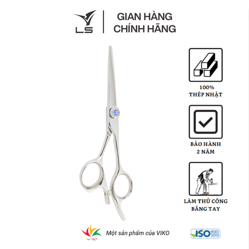 Kéo cắt tóc LS lưỡi thẳng quai offset vênh đỡ ngón cố định PSO/5.5