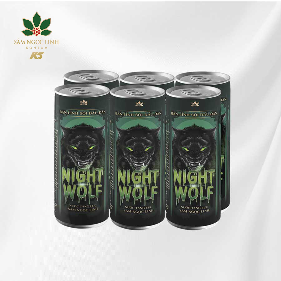 Night Wolf Nước Tăng Lực Sâm Ngọc Linh KonTum K5 Thùng 24 Lon 320Ml