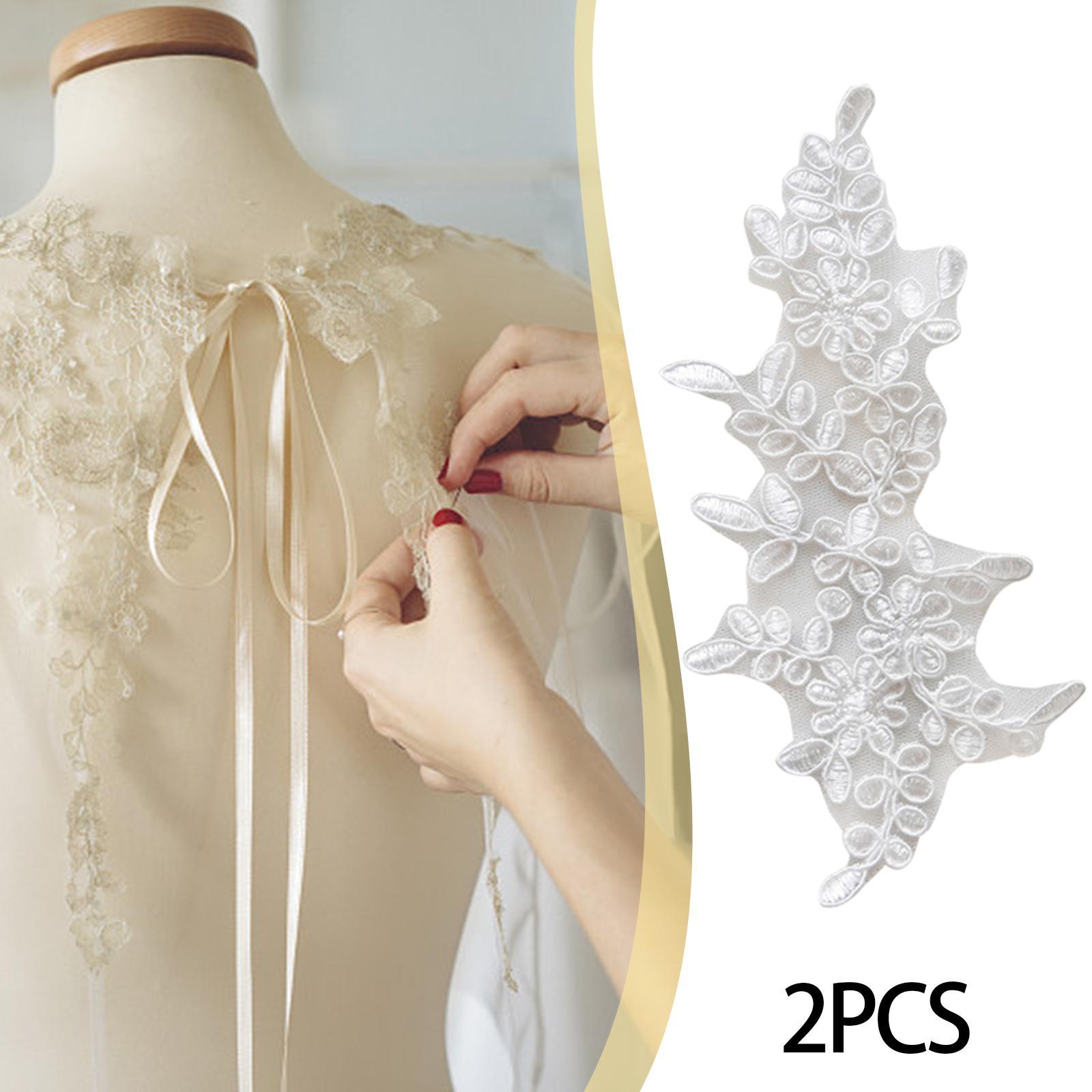 1 Pair Lace Applique Evening Dress Sewing Crafts Jacket Embroidery Appliques