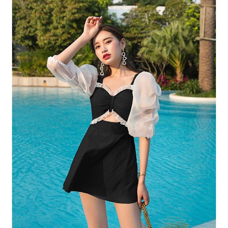 Bộ đồ bơi nữ liền dáng váy kín đáo tôn dáng chất thun đẹp