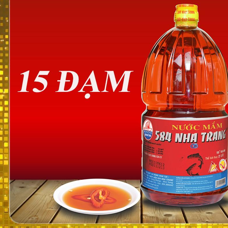 Chai 2 Lít, Nước mắm Cá Cơm 15 độ đạm- 584 Nha Trang - Nước mắm Truyền Thống, Date luôn mới.