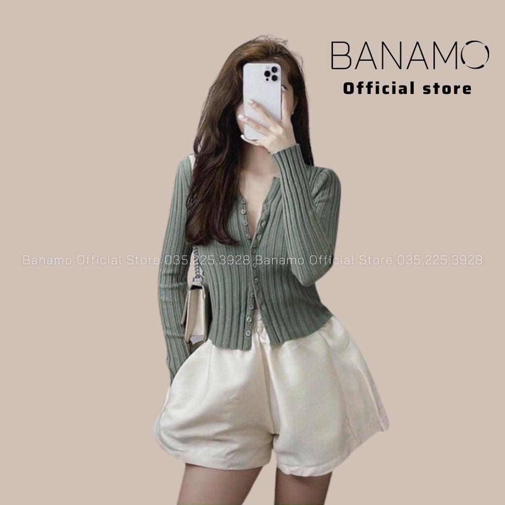 Hình ảnh Áo len tăm cúc dọc dài tay nhiều màu thời trang Banamo Fashion 3423