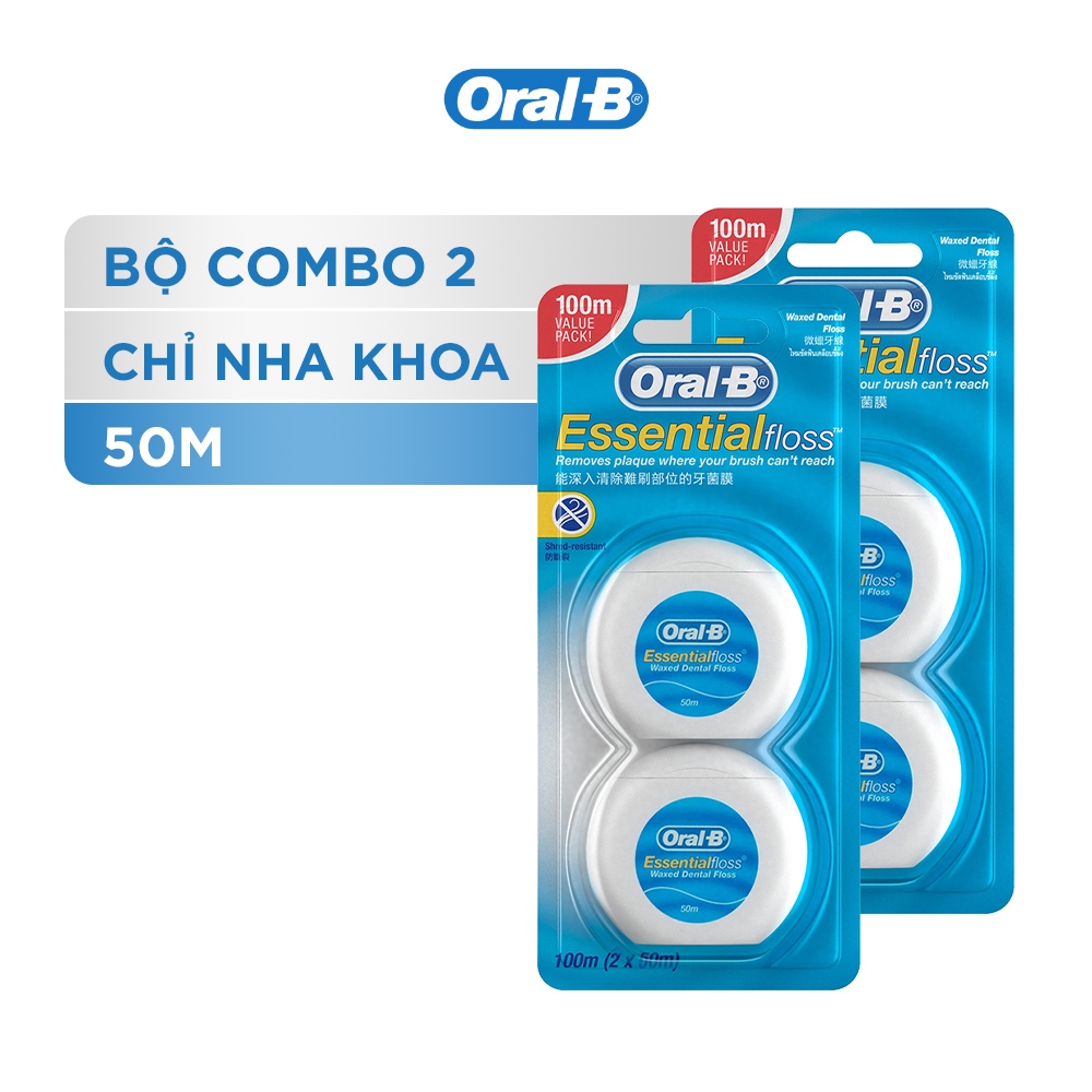 Combo 2 Vỉ Tiết Kiệm 2 Hộp Chỉ Nha Khoa ORAL-B Essential Mint (Hộp 50m)