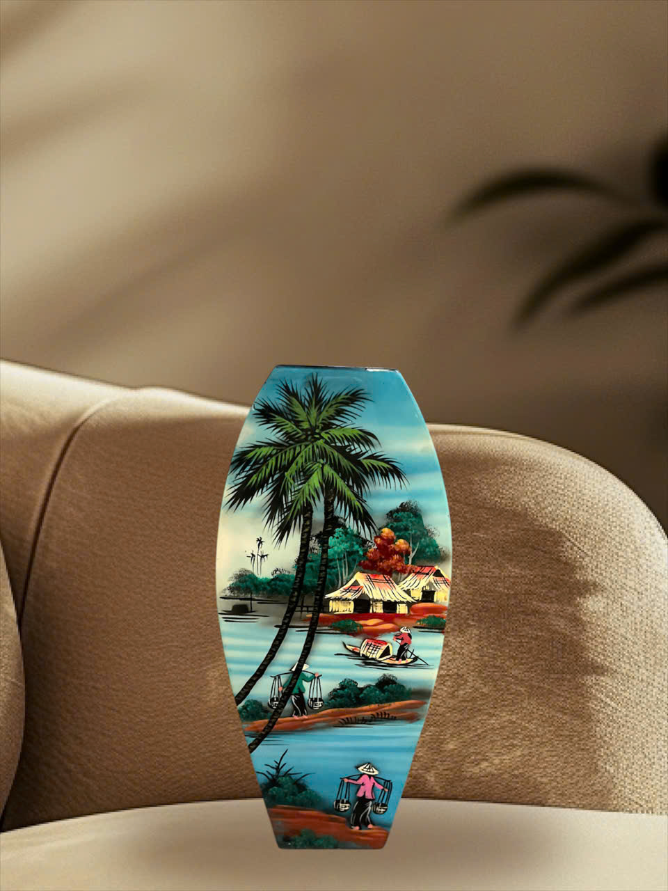 Bình hoa sơn mài Thanh Bình Lê- Mã B09 size 30x14x6.5 cm dùng  cắm hoa, trang trí, quà tặng ý nghĩa