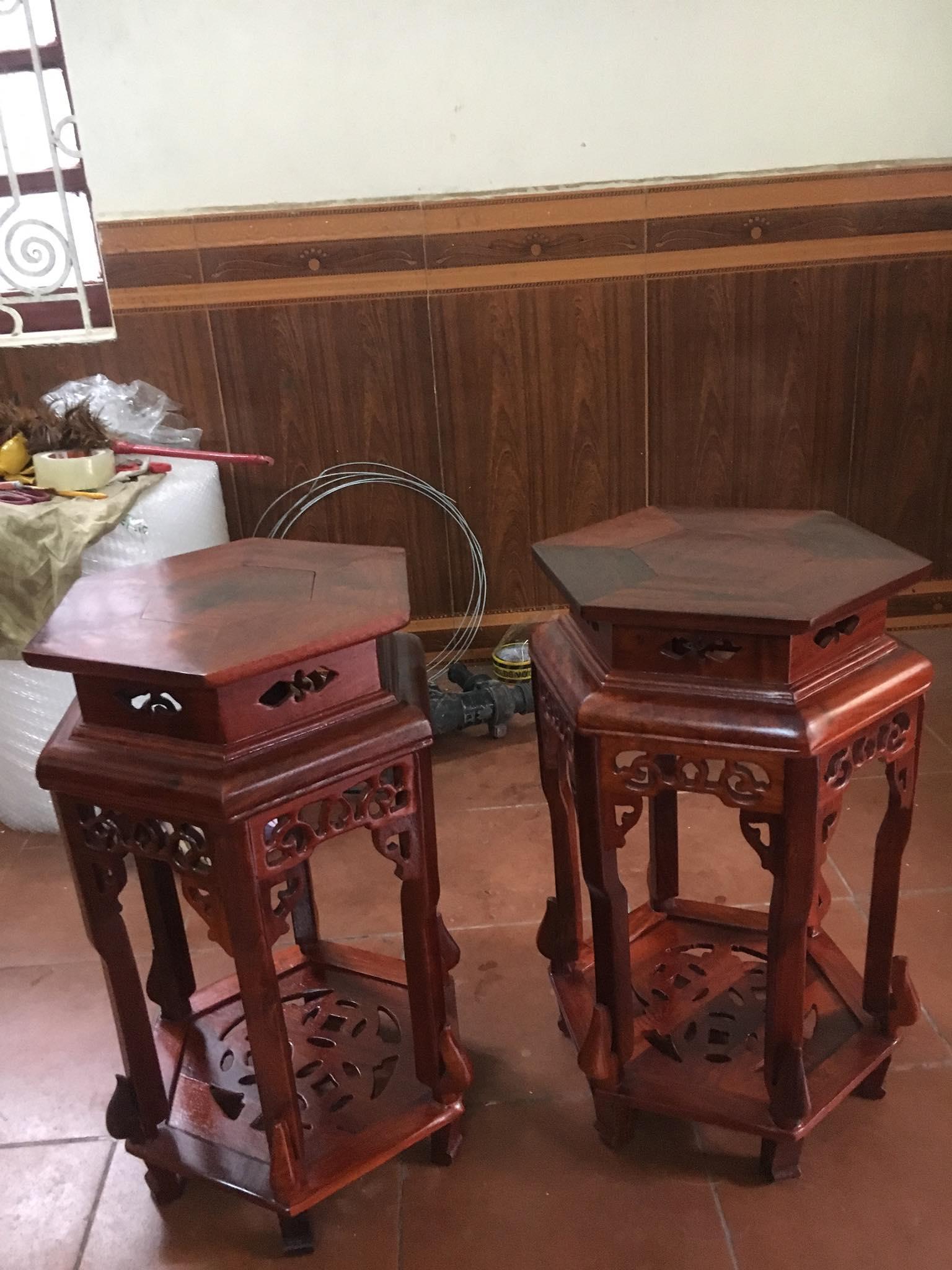 Đôn Lục Giác gỗ Hương, mặt 30cm cao . phù hợp cho không gian phòng khách nhà bạn