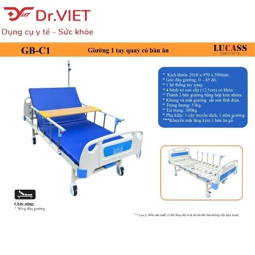 Giường y tế 1 tay quay Lucass GB-C1