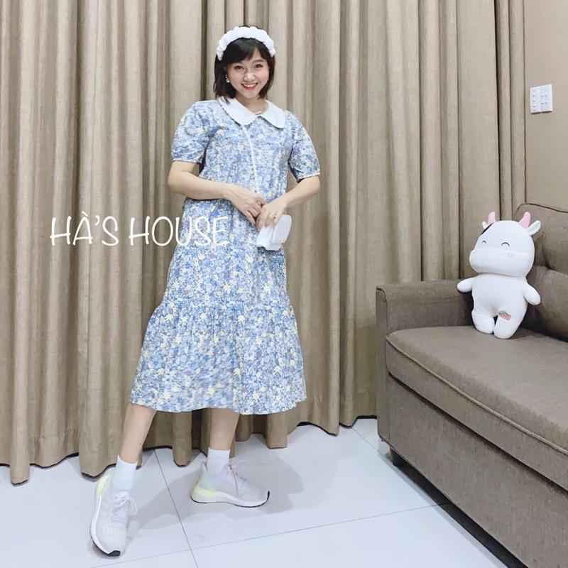 Đầm babydoll hoa xanh dễ thương