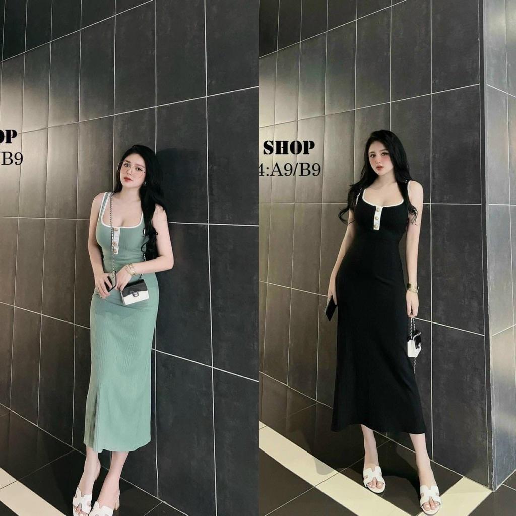 Đầm váy nữ body ba lỗ đính nút viền trắng quyến rũ thích hợp cho các tình yêu mặc hằng ngày hoặc đi chơi