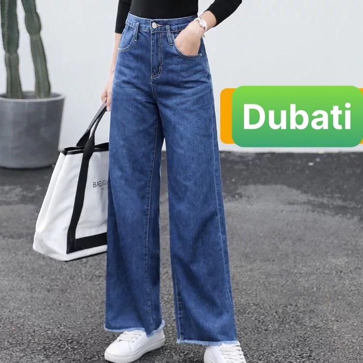 QUẦN JEAN BAGGY NỮ CHẤT BÒ XANH CO GIÃN ỐNG RỘNG NÂNG MÔNG LƯNG CAO SÀNH ĐIỆU- DB 6714- DUBATI FASHION