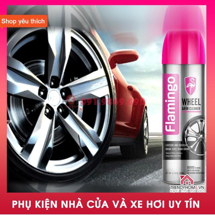 Xịt bọt dưỡng lốp ô tô, dung dịch tẩy sach làm đen lốp bảo dưỡng lốp Flamingo Hàng tốt