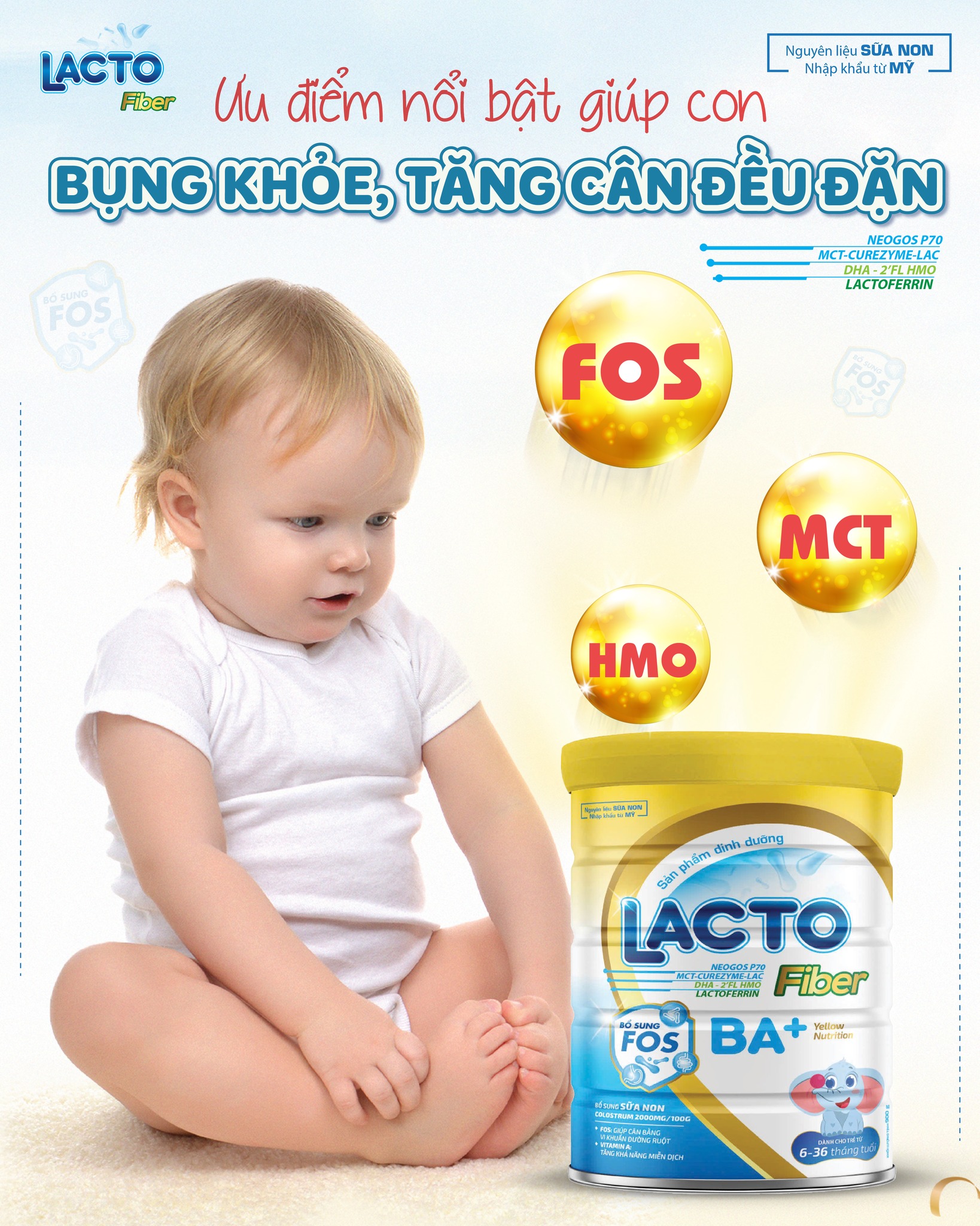 Sữa Mát Lacto Fiber BA+ ( 6-36 tháng) Hỗ trợ tiêu hóa, hấp thụ